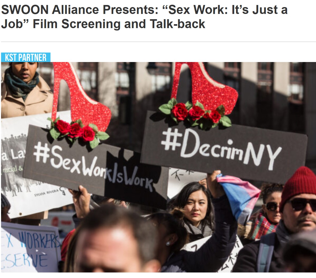 SWOON Alliance Presents: “Sex Work: It’s Just a Job” Film Screening and Talk-back